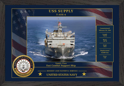 USS Supply T AOE-6 Framed Patriotic Photo