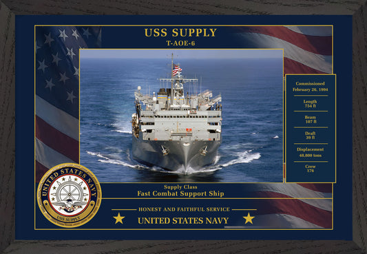 USS Supply T AOE-6 Framed Patriotic Photo