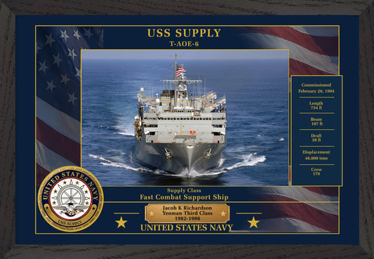 USS Supply T AOE-6 Framed Patriotic Photo