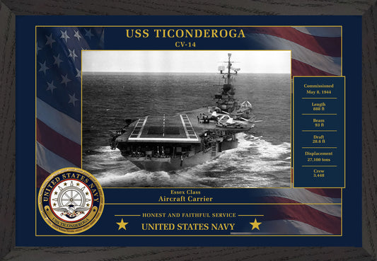 USS Ticonderoga CV-14 Framed Patriotic Photo