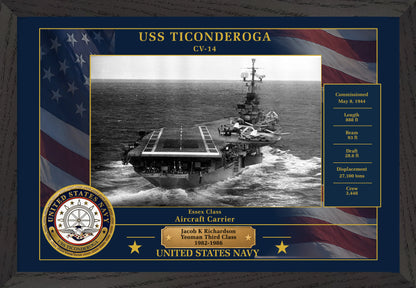 USS Ticonderoga CV-14 Framed Patriotic Photo
