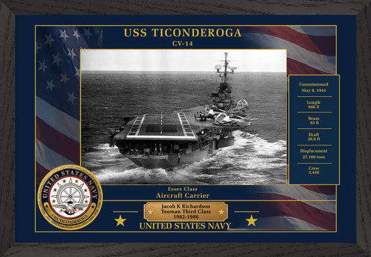USS Ticonderoga CV-14 Framed Patriotic Photo