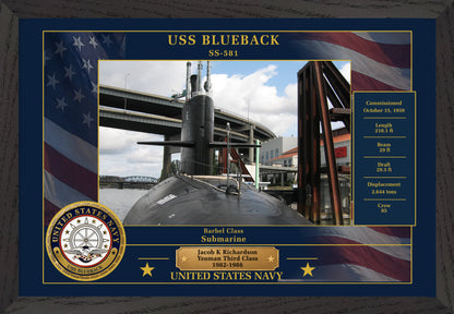 USS Blueback SS-581 Framed Patriotic Photo