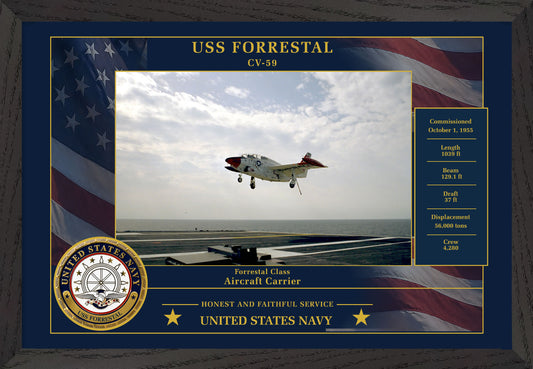 USS Forrestal CV-59 Framed Patriotic Photo