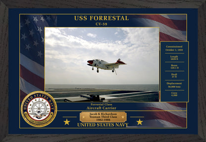 USS Forrestal CV-59 Framed Patriotic Photo