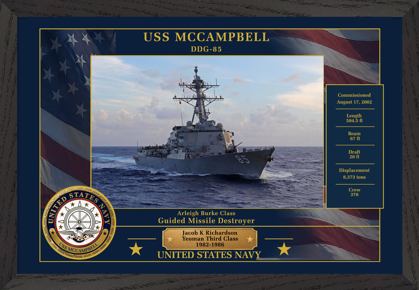 USS Mccampbell DDG-85 Framed Patriotic Photo