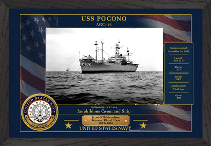 USS Pocono AGC-16 Framed Patriotic Photo