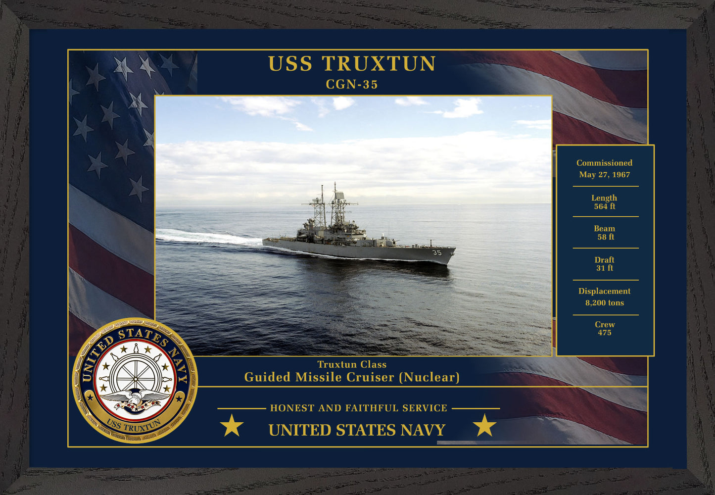 USS Truxtun CGN-35 Framed Patriotic Photo