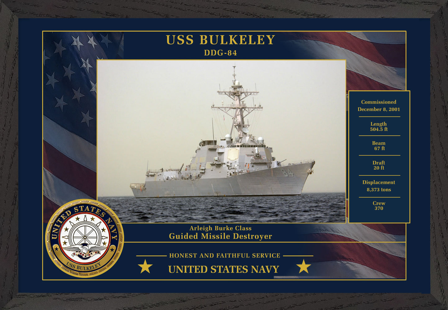 USS Bulkeley DDG-84 Framed Patriotic Photo