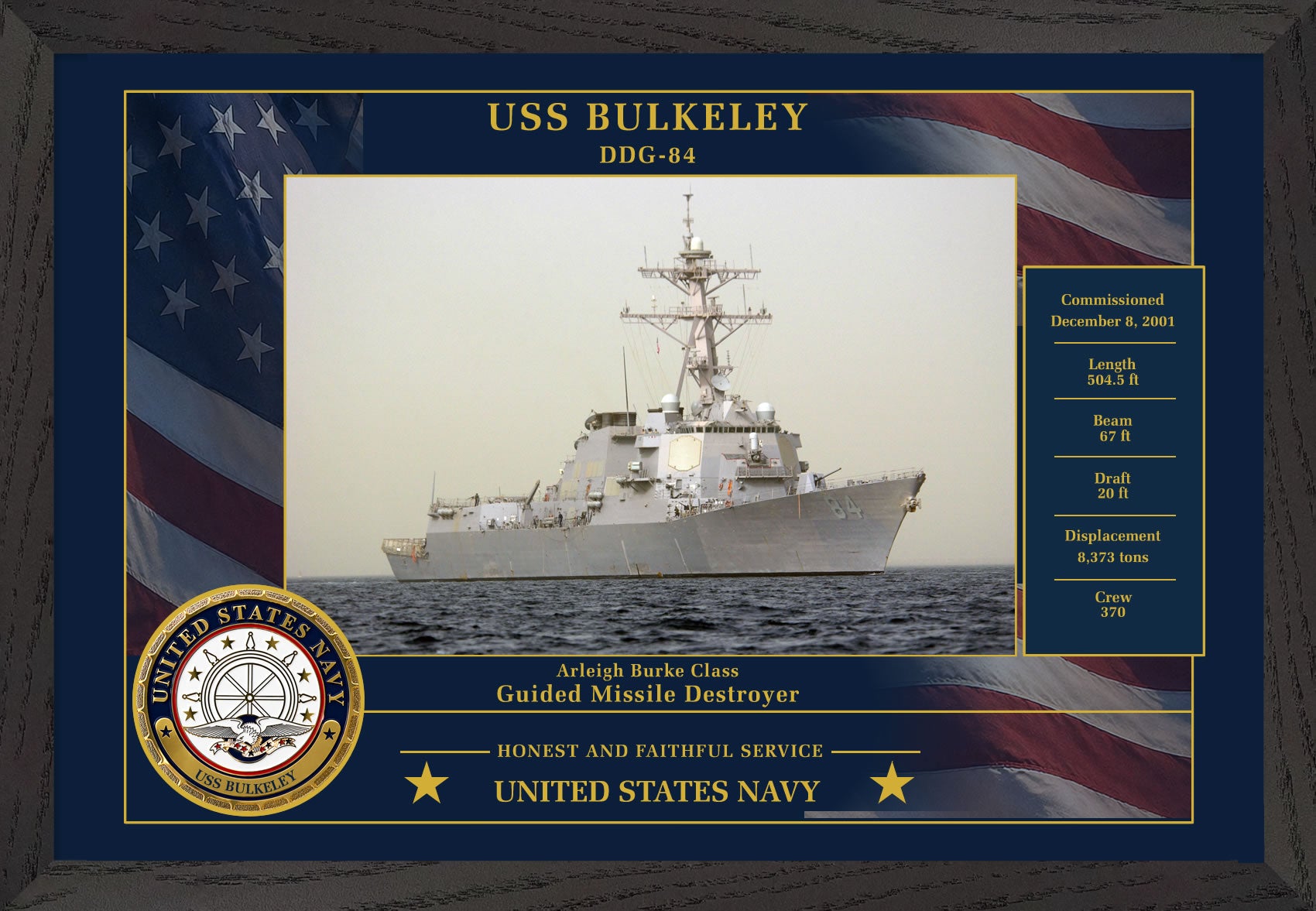 USS Bulkeley DDG-84 Framed Patriotic Photo