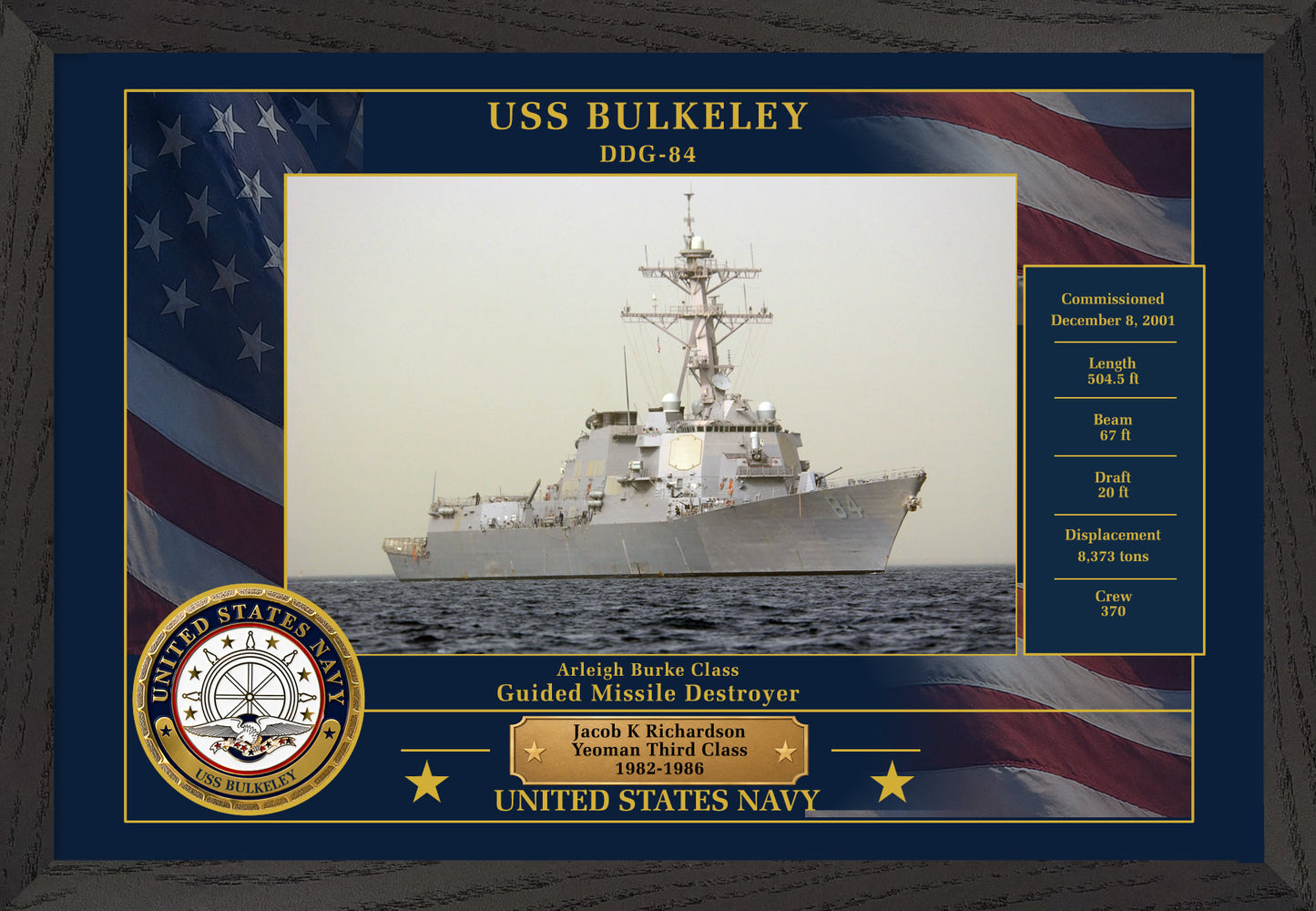 USS Bulkeley DDG-84 Framed Patriotic Photo