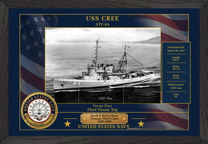 USS Cree ATF-84 Framed Patriotic Photo