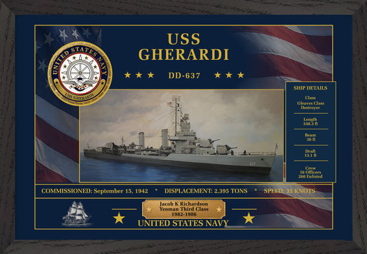 USS Gherardi DD-637 Framed Patriotic Art