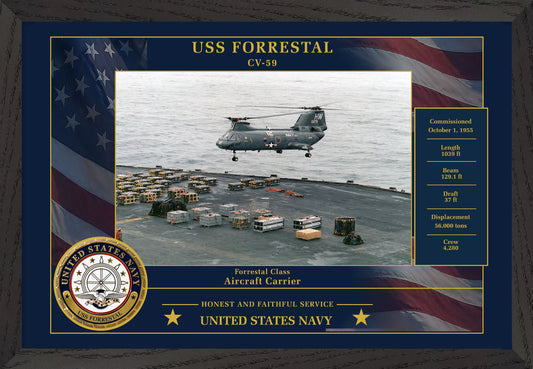 USS Forrestal CV-59 Framed Patriotic Photo