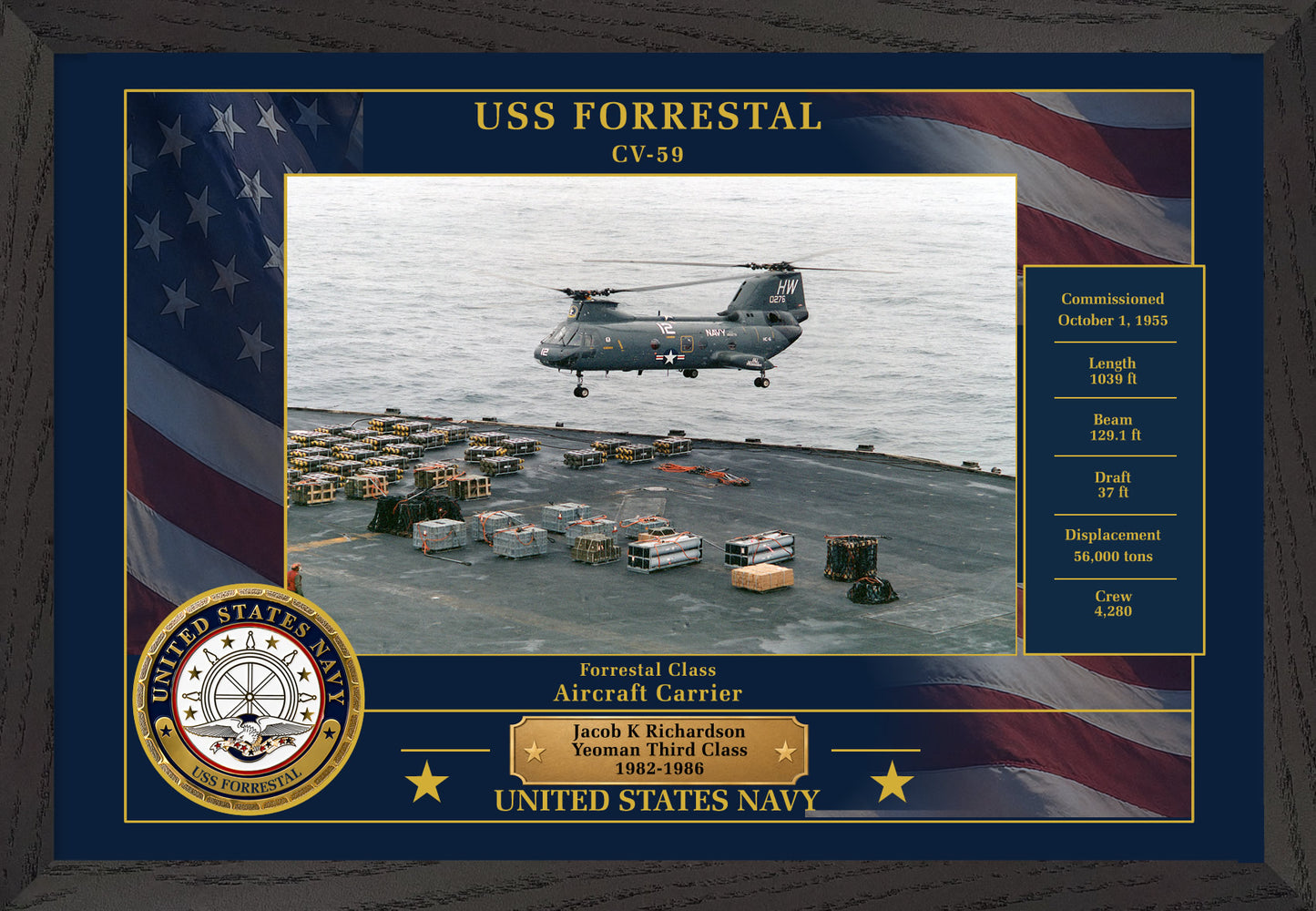 USS Forrestal CV-59 Framed Patriotic Photo