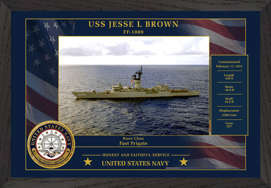 USS Jesse L Brown FF-1089 Framed Patriotic Photo