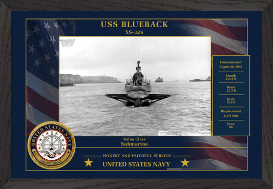 USS Blueback SS-326 Framed Patriotic Photo