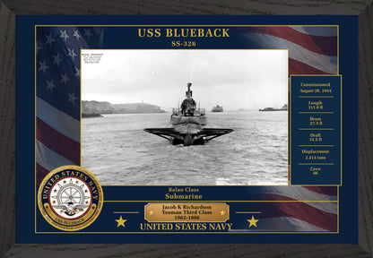 USS Blueback SS-326 Framed Patriotic Photo