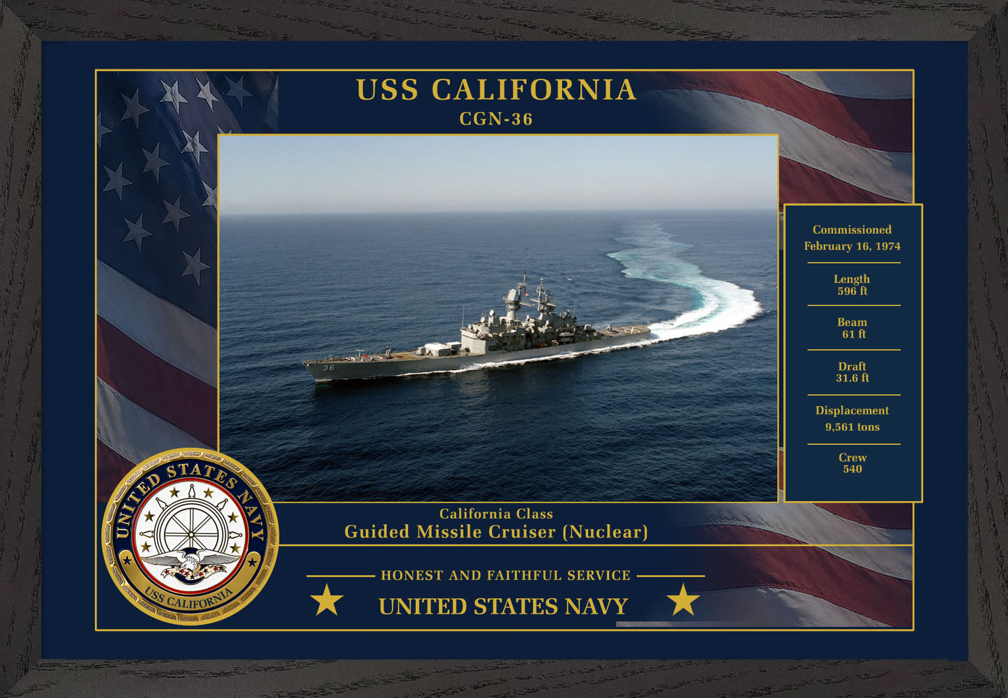 USS California CGN-36 Framed Patriotic Photo