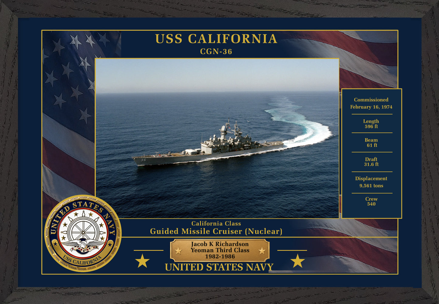 USS California CGN-36 Framed Patriotic Photo