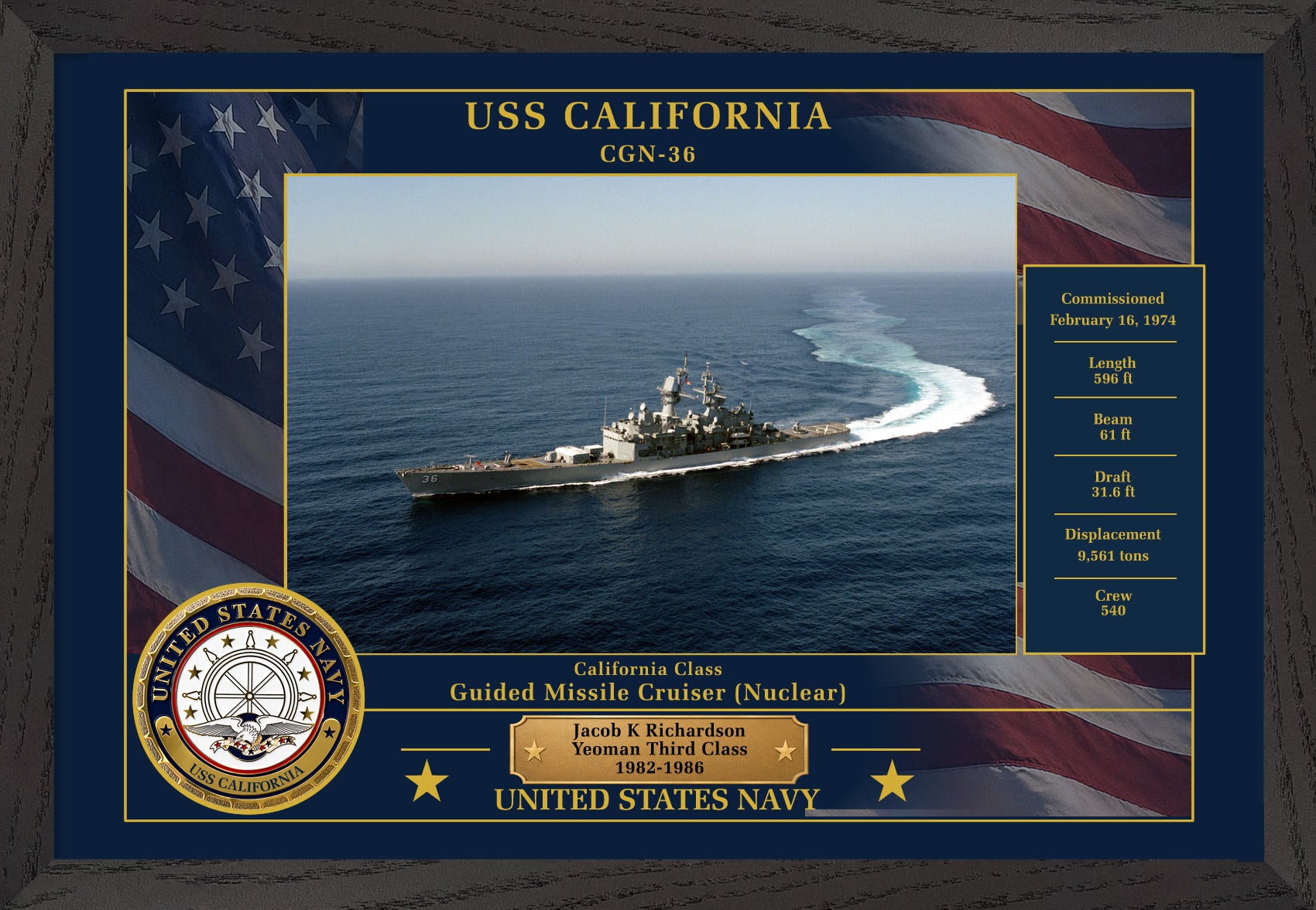 USS California CGN-36 Framed Patriotic Photo