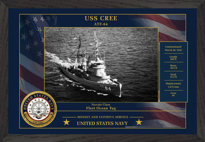 USS Cree ATF-84 Framed Patriotic Photo