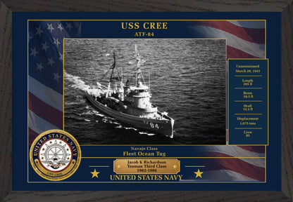 USS Cree ATF-84 Framed Patriotic Photo