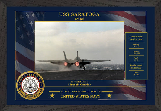 USS Saratoga CV-60 Framed Patriotic Photo