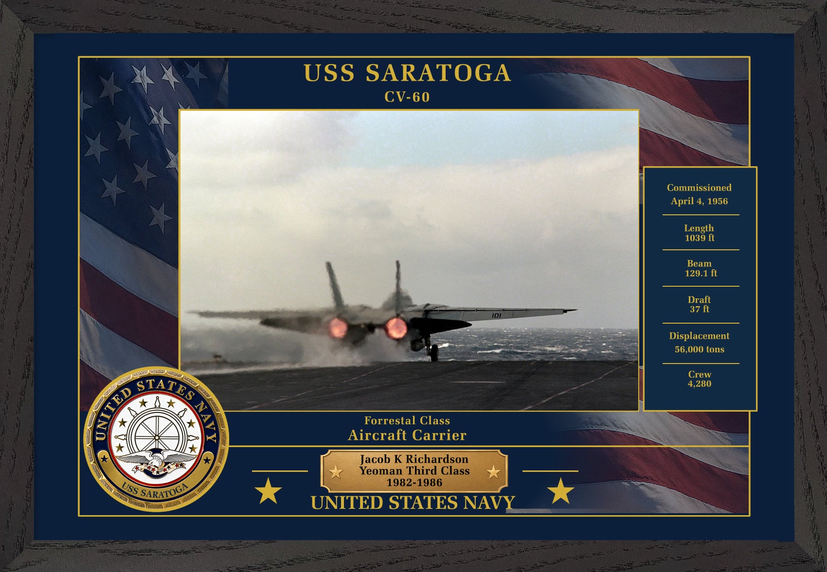 USS Saratoga CV-60 Framed Patriotic Photo