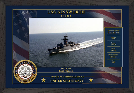 USS Ainsworth FF-1090 Framed Patriotic Photo