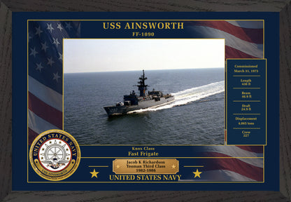 USS Ainsworth FF-1090 Framed Patriotic Photo