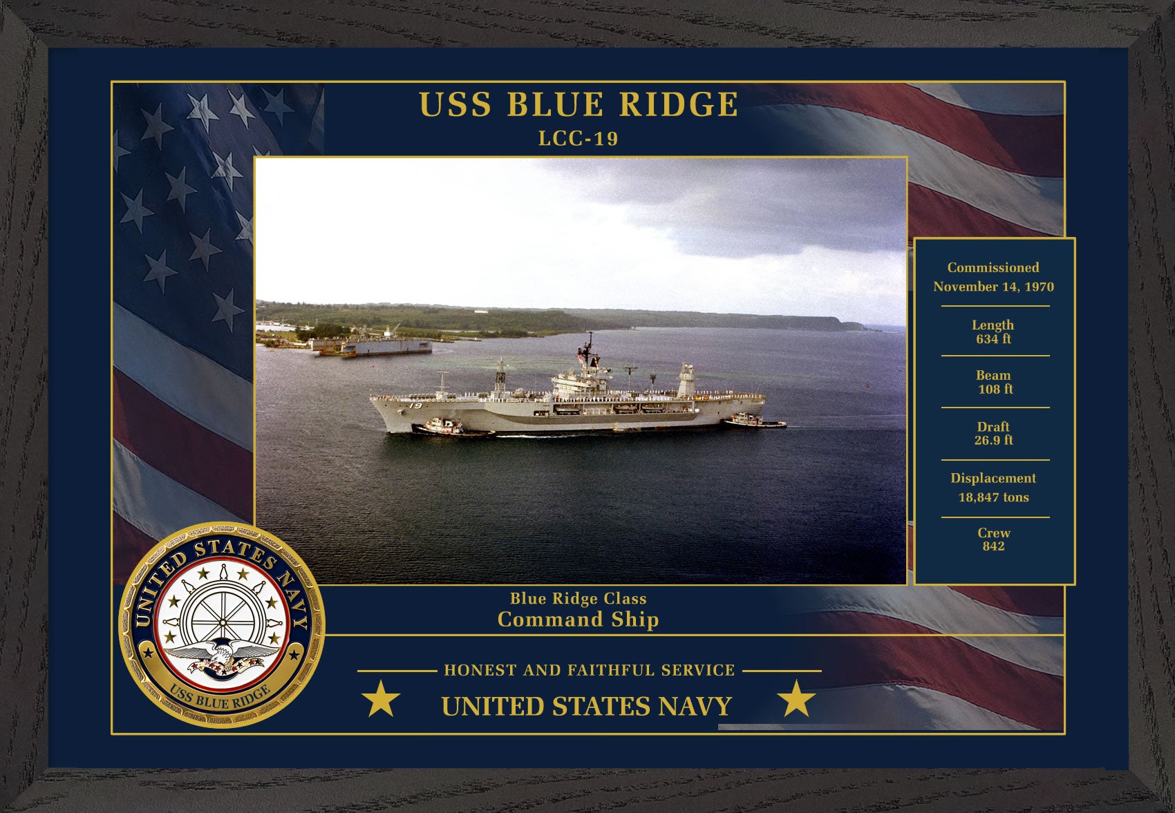 USS Blue Ridge LCC-19 Framed Patriotic Photo