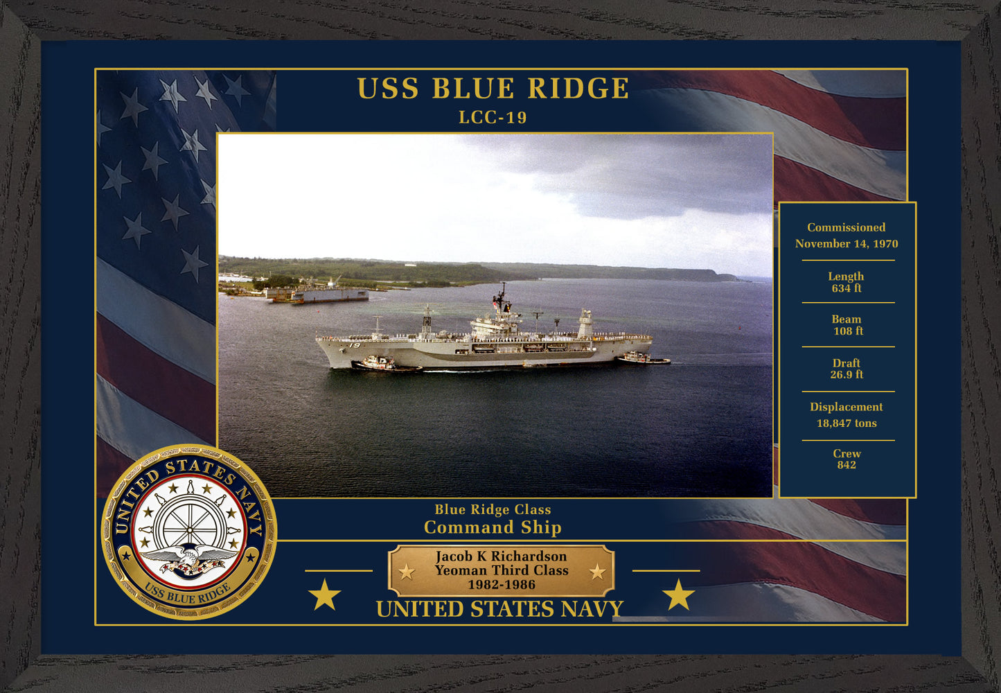 USS Blue Ridge LCC-19 Framed Patriotic Photo