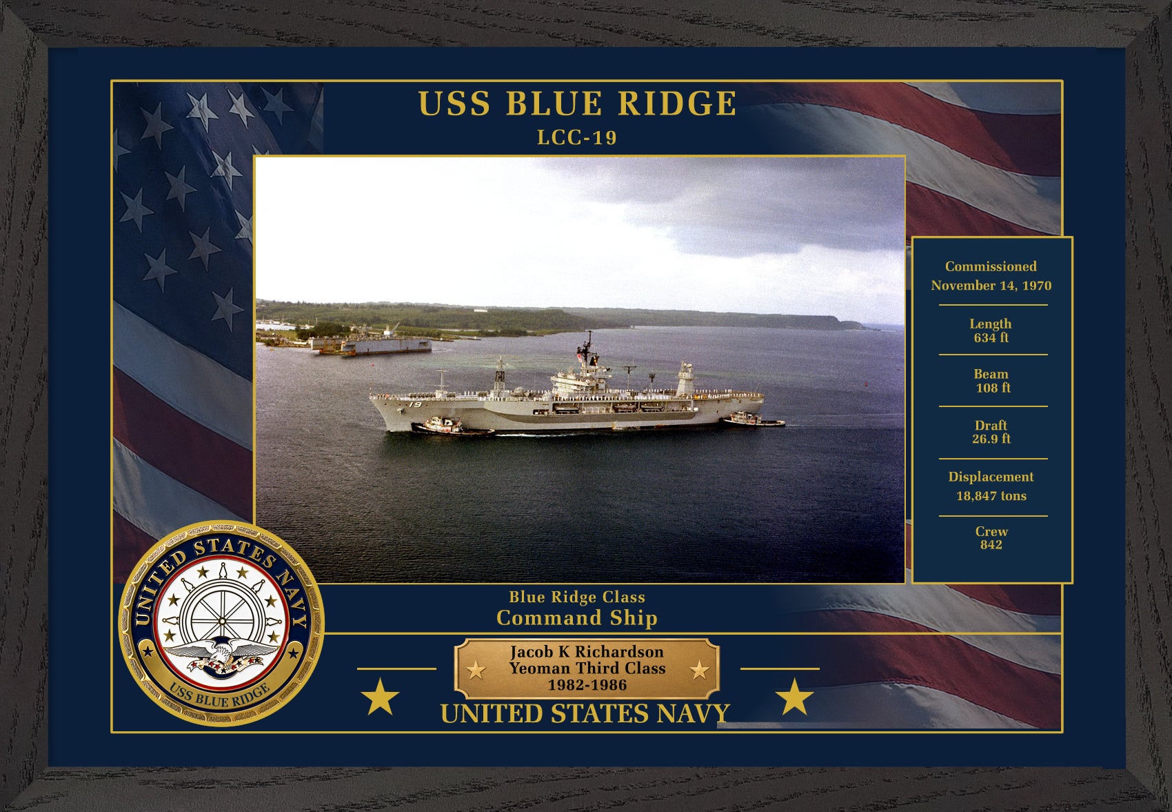 USS Blue Ridge LCC-19 Framed Patriotic Photo