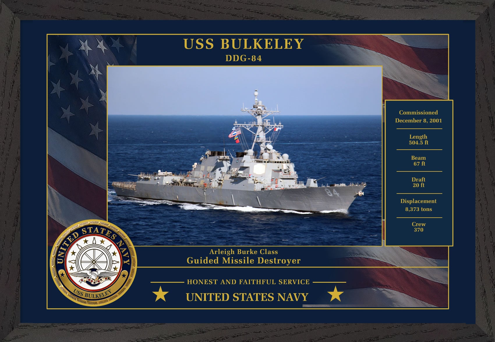 USS Bulkeley DDG-84 Framed Patriotic Photo