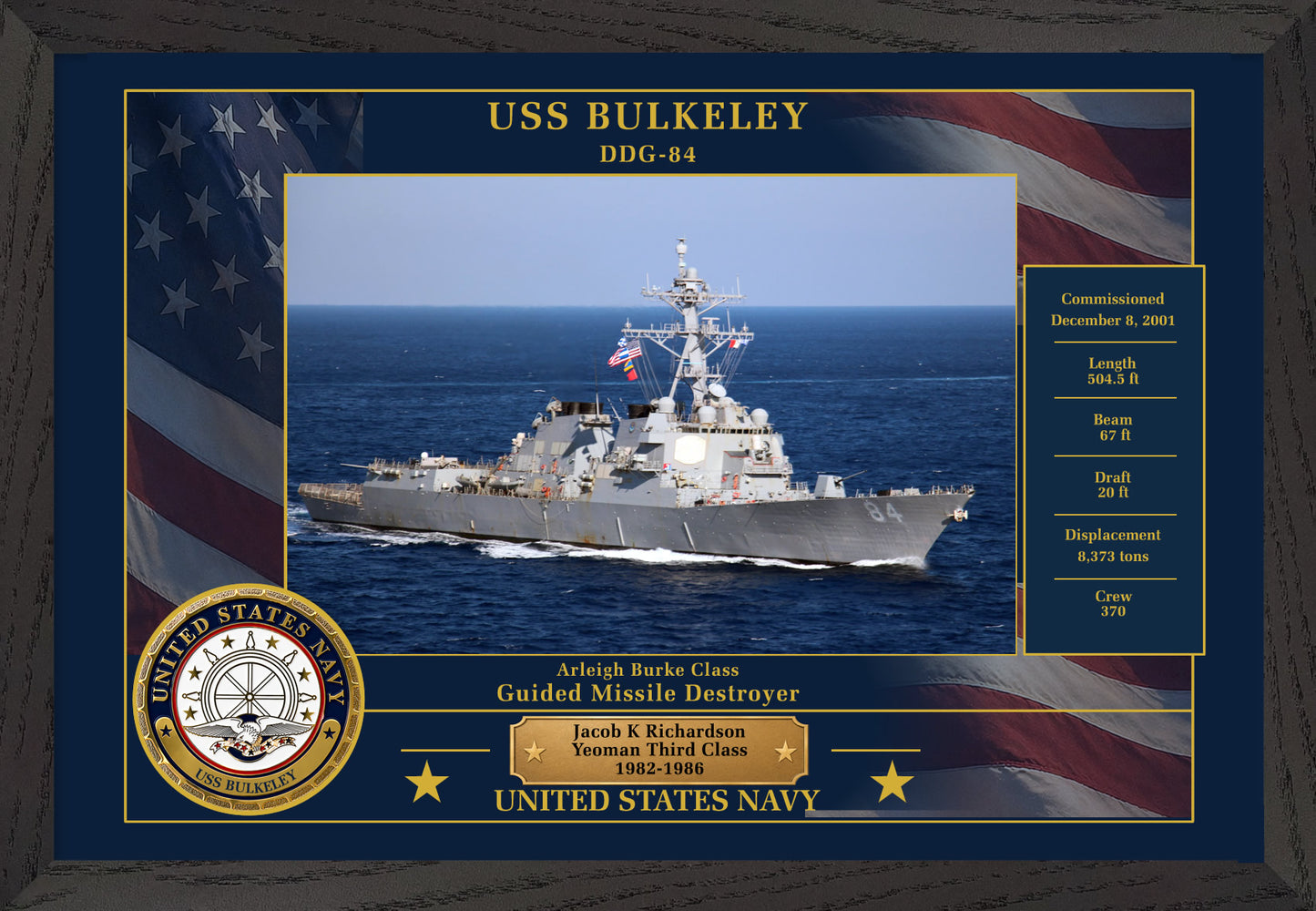 USS Bulkeley DDG-84 Framed Patriotic Photo