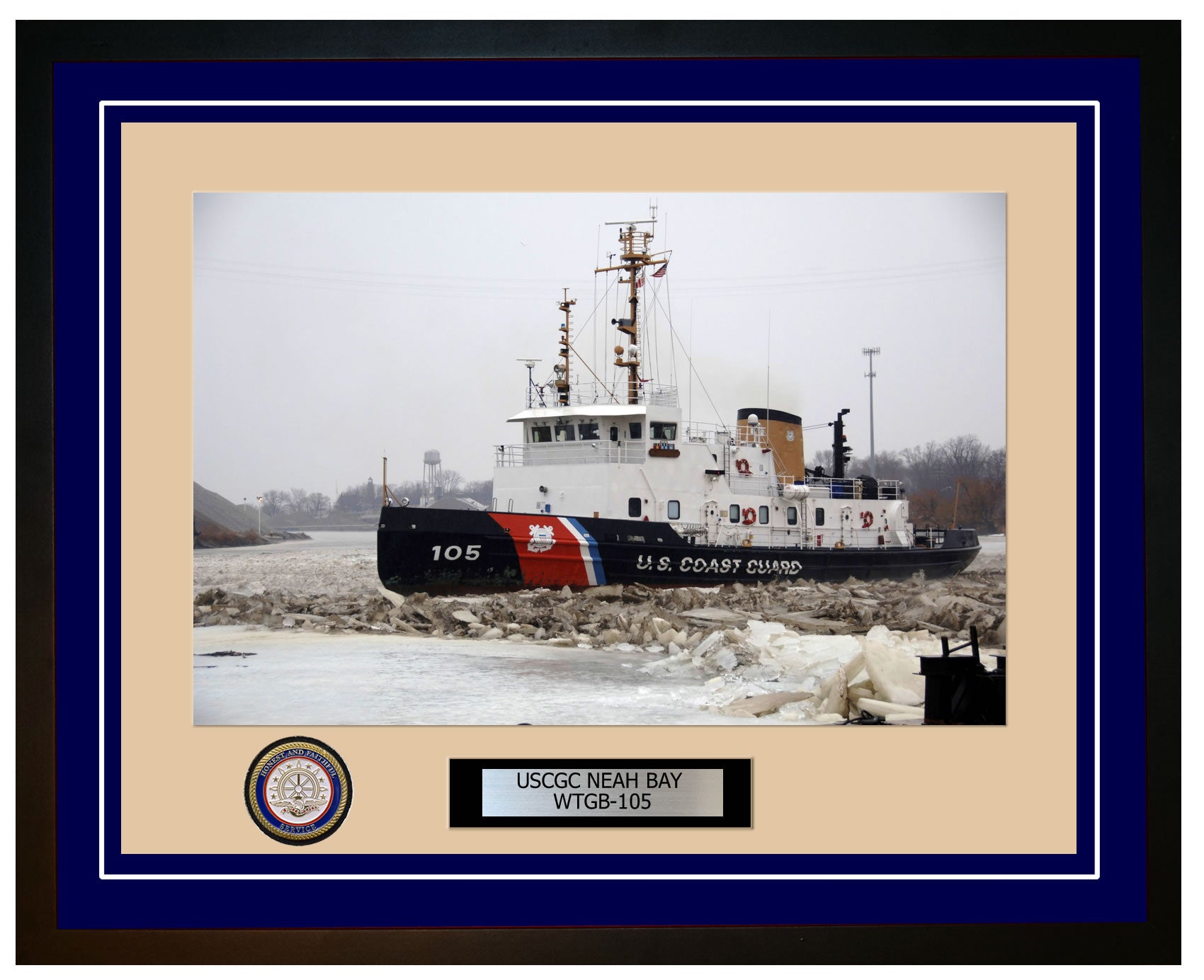 USCGC NEAH BAY WTGB 105 Framed Coast Guard Ship Photo Blue 78WTGB105