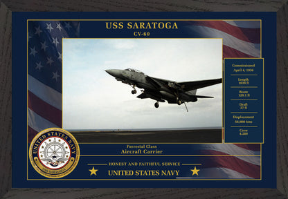 USS Saratoga CV-60 Framed Patriotic Photo