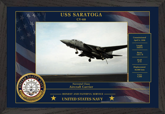 USS Saratoga CV-60 Framed Patriotic Photo