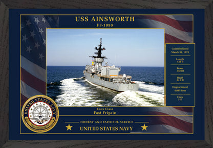 USS Ainsworth FF-1090 Framed Patriotic Photo