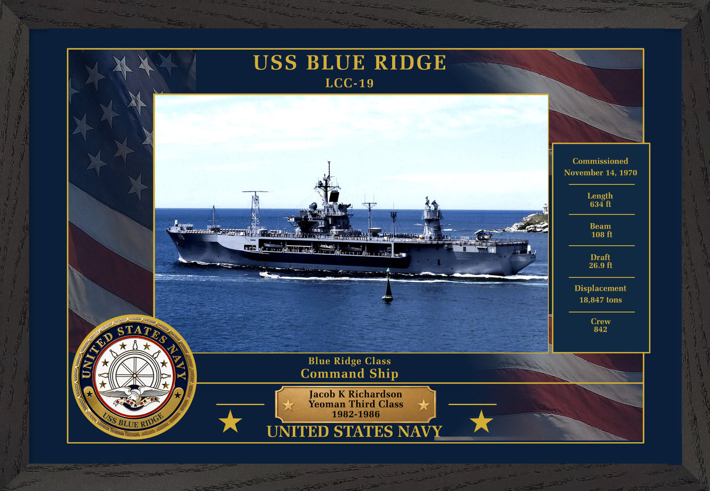 USS Blue Ridge LCC-19 Framed Patriotic Photo