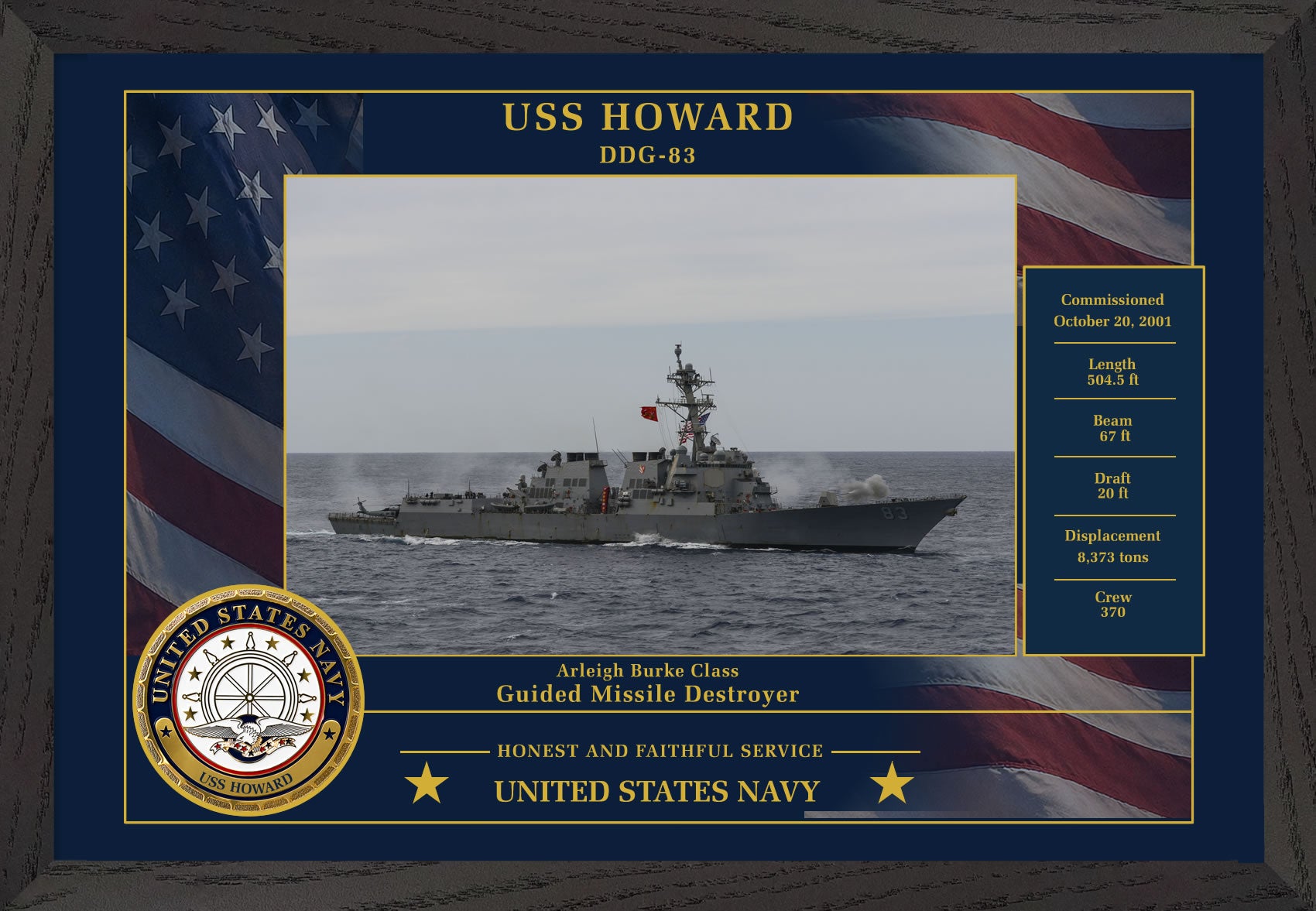 USS Howard DDG-83 Framed Patriotic Photo