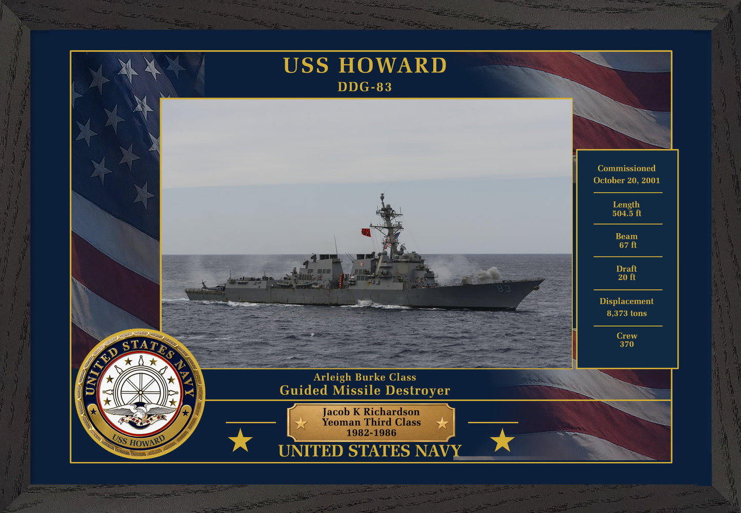USS Howard DDG-83 Framed Patriotic Photo