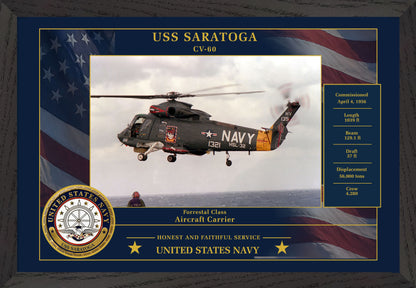 USS Saratoga CV-60 Framed Patriotic Photo
