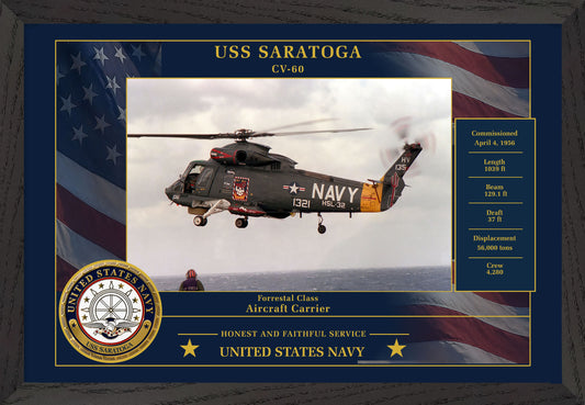 USS Saratoga CV-60 Framed Patriotic Photo