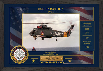 USS Saratoga CV-60 Framed Patriotic Photo