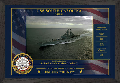 USS South Carolina CGN-37 Framed Patriotic Photo
