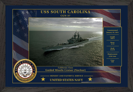 USS South Carolina CGN-37 Framed Patriotic Photo