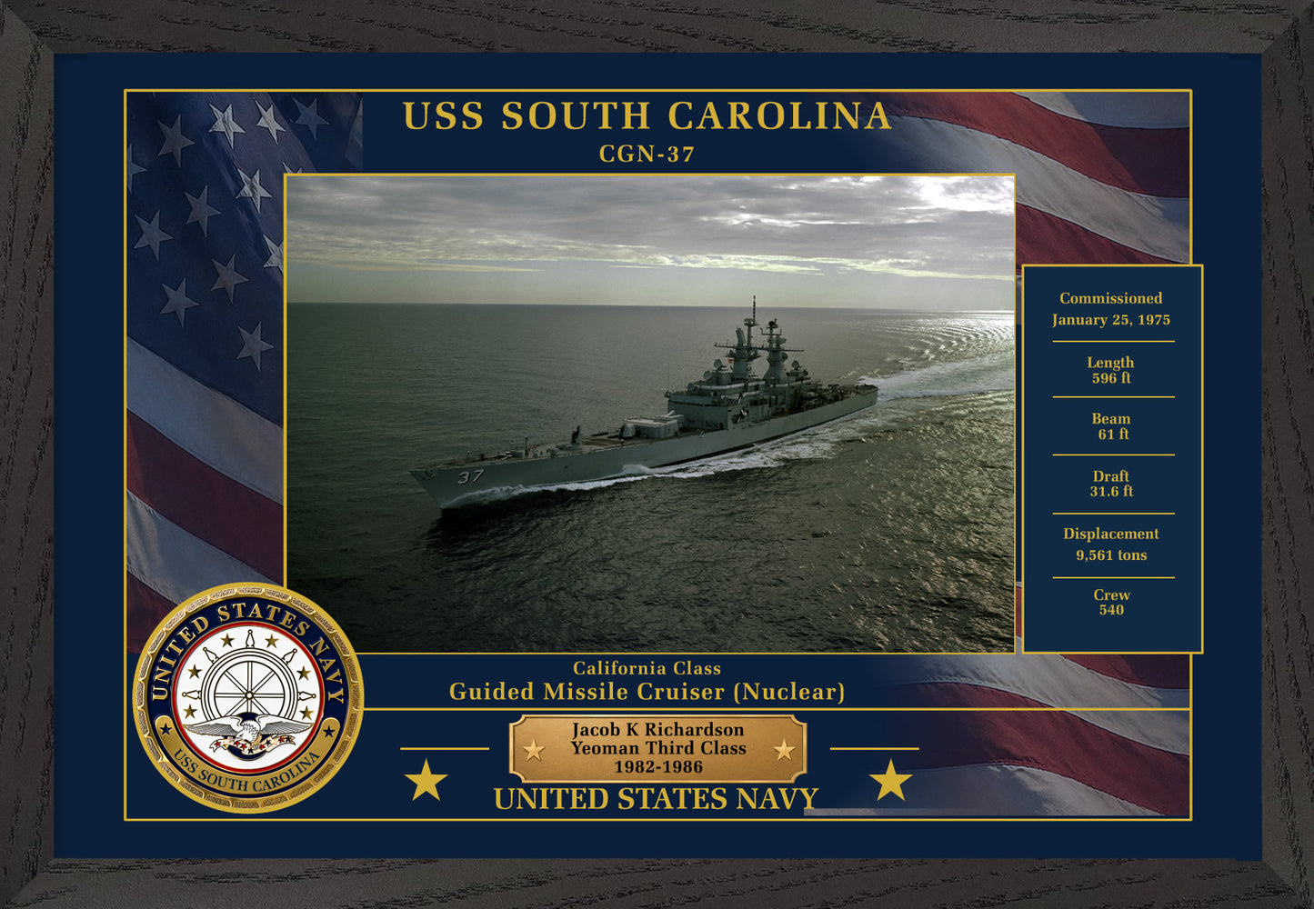 USS South Carolina CGN-37 Framed Patriotic Photo