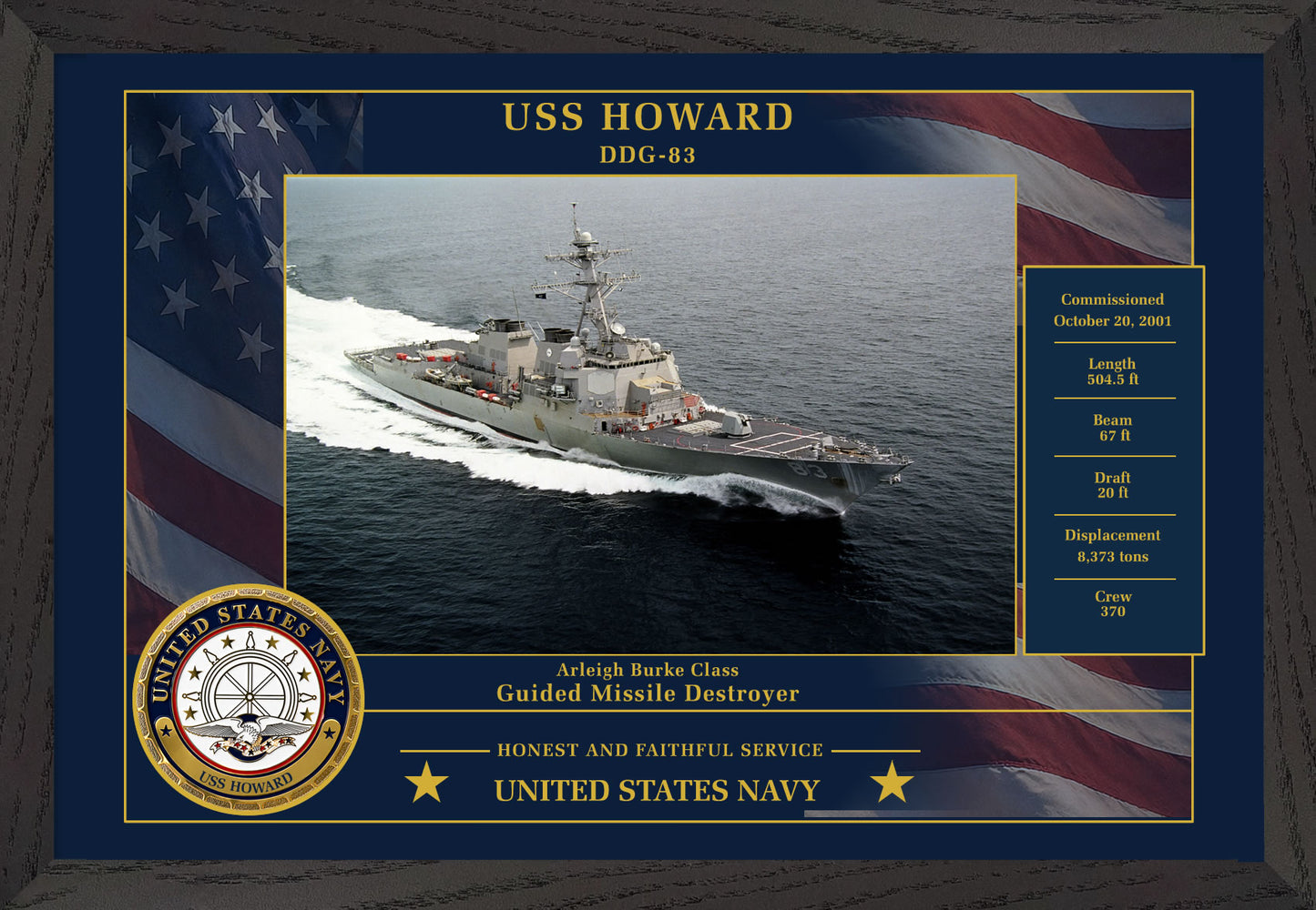 USS Howard DDG-83 Framed Patriotic Photo